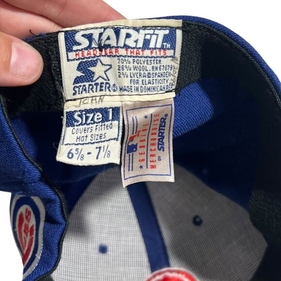 Vintage Chicago Cubs Starter Snapback Hat Blue Red 90s MLB Baseball - Picture 5 of 8